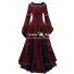 Carnival Renaissance Medieval Robe Guinevere Bordeaux-Black Red Dress