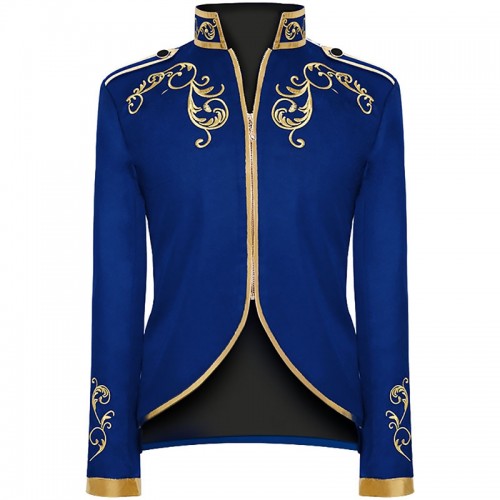 Historical Cosplay Royal Prince Costume Gold Embroidery Suit Jacket Coat