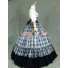 Victorian Gothic Ball Gown Reenactment Stage Punk Blue Tartan Lolita Dress Costume