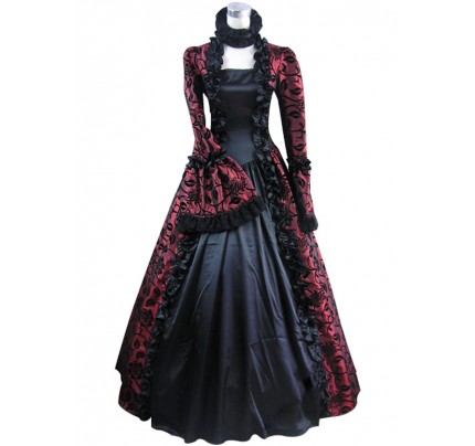Victorian Lolita Georgian Reenactment Gothic Dress Red