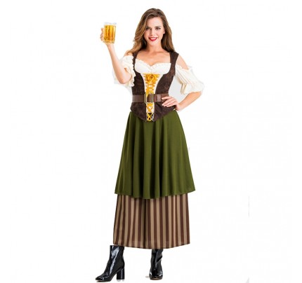 German Munich Bavaria Cosplay Costume Traditional Carnival Ethnic Performance Stage Maid Dress 