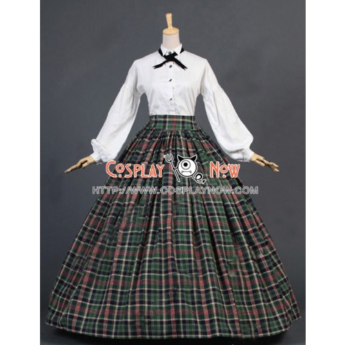 Dickens Country Plaid Tartan Victorian Gothic Ball Gown Period Lolita Dress Costume