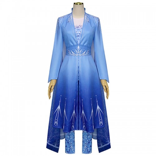 Frozen II Cosplay Princess Elsa Costume Blue Dress