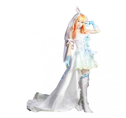 Macross Frontier Cosplay Sheryl Nome Costume Wedding Dress