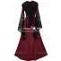 Medieval Carnival Renaissance Garment Eloise Black Red Dress Robe Halloween