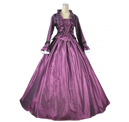 Victorian Civil War Ball Gown Prom Satin Evening Dress