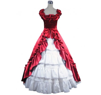 Renaissance Gothic Reenactment Red Dress Ball Gown