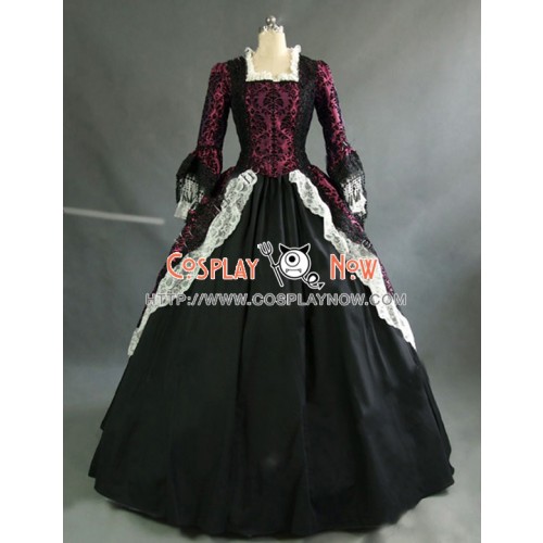 Marie Antoinette Victorian Dark Red Wedding Dress Ball Gown Prom