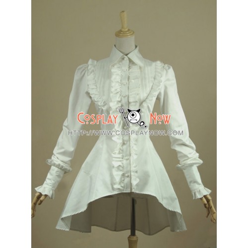 Gothic Lolita Cosplay Victorian Romantic White Blouse Ruffle Steampunk Costume