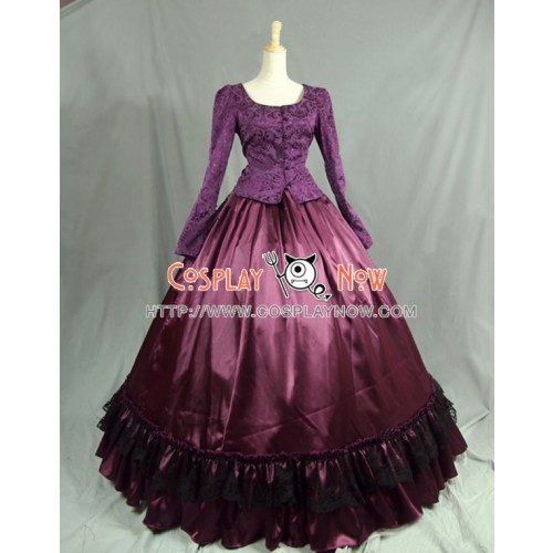 Civil War Victorian Corduroy Gown Reenactment Stage Purple Lolita Dress Costume