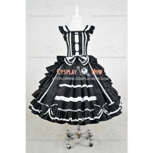 Lolita Dress Gothic Punk Lolita Black Frill Cosplay Costume