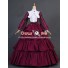 Civil War Victorian Striped Puff Sleeved Tiered Party Gown Period Lolita Dress Costume