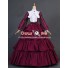 Civil War Victorian Striped Puff Sleeved Tiered Party Gown Period Lolita Dress Costume