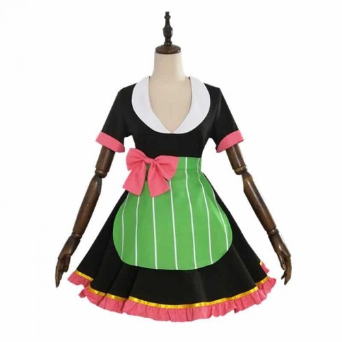 Demon Slayer: Kimetsu No Yaiba Mitsuri Kanroji Cafe Cosplay Costume