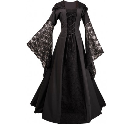 Carnival Renaissance Middle Ages Medieval Garment Robe Eloise Black Dress 