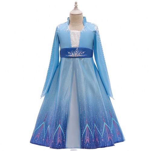 Frozen Cosplay Princess Elsa Costume Stand Collar Girl Dress for Children
