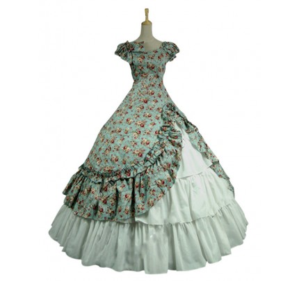 Victorian Lolita Southern Belle Theatre Gothic Lolita Dress Green Floral