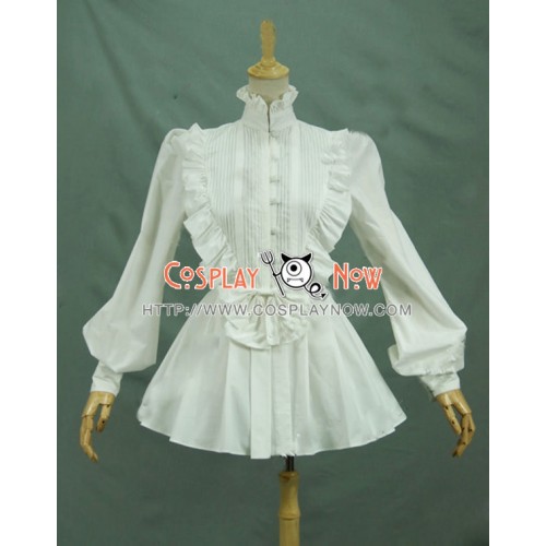 Victorian Lolita Reenactment Romantic Ruffle Blouse Gothic Lolita Dress White