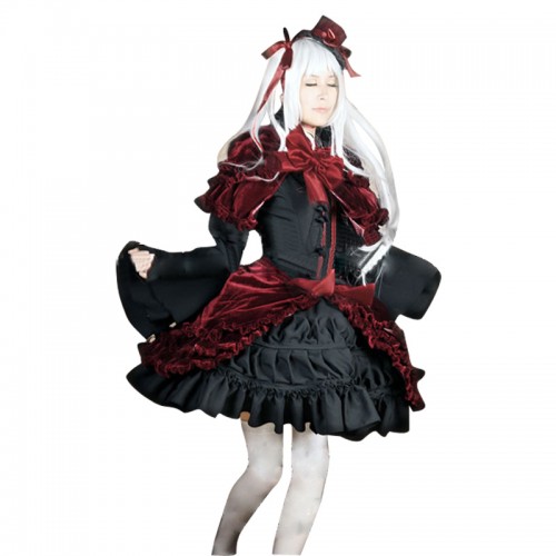 K Cosplay Anna Kushina Costume Red Black Dress