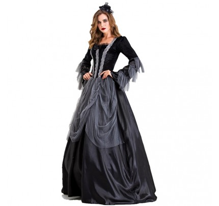 Gothic Gorgeous Queen Cosplay Vampire Witch Costume Dress 