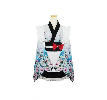Lolita Cosplay Floral Kimono Maid Dress Costume