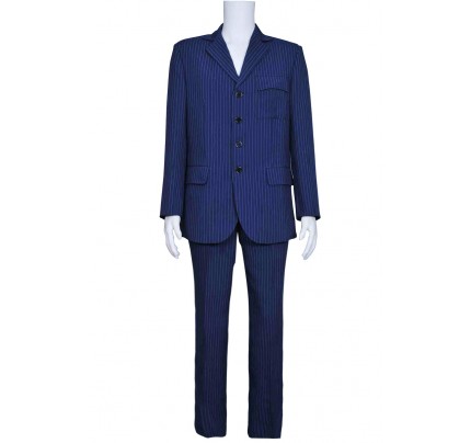 Doctor Who Blue Strip Suit Cosplay Costume 