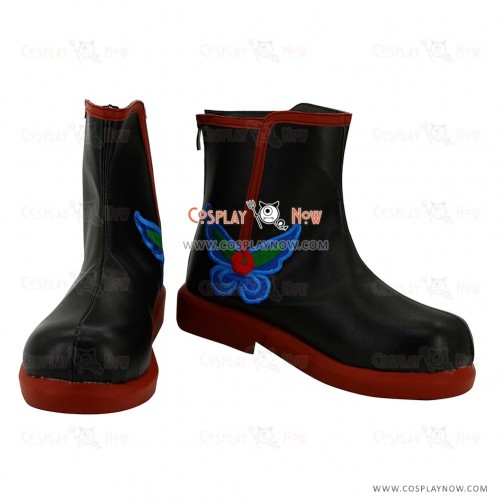 Black Hoozuki no Reitetsu Hakutaku Embroidery Cosplay Boots