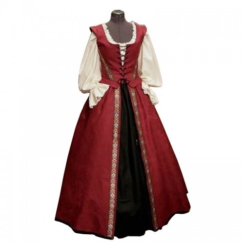 Medieval Renaissance Style Square Neck Dress