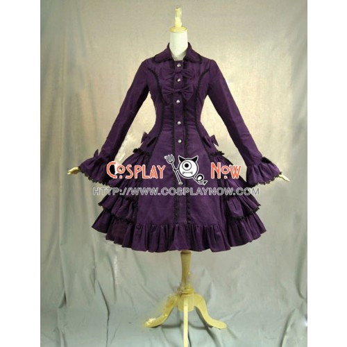 Victorian Lolita Reenactment Stage Steampunk Coat Gothic Lolita Dress Purple