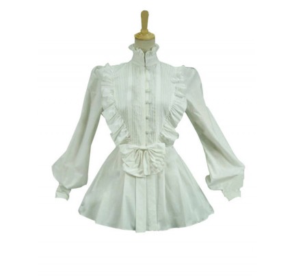 Victorian Lolita Reenactment Romantic Ruffle Blouse Gothic Lolita Dress White
