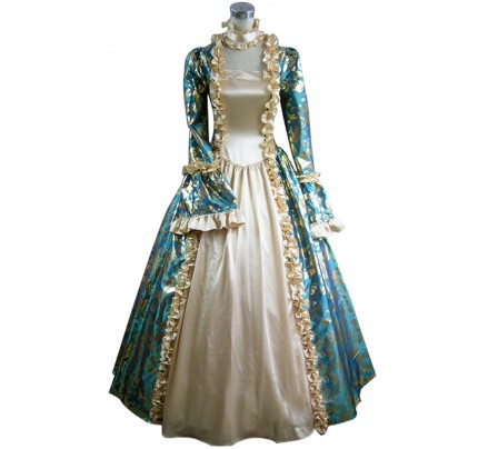 Victorian Lolita Georgian Reenactment Gothic Dress Blue