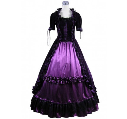 Lolita Renaissance Prom Velvet Purple Dress Ball Gown