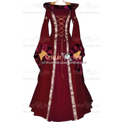 Renaissance Carnival Medieval Strappy Red Sarah Bordeaux Safran Robe Dress