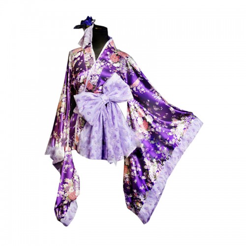 Lolita Cosplay Universal Purple Japan Kimono Dress Costume