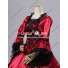 Marie Antoinette Gothic Victorian Gown Satin Reenactment Clothing Red Lolita Dress Costume