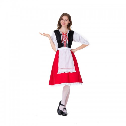 Christmas Princess Cosplay Costume Festival Maid Uniform Dress with Cape