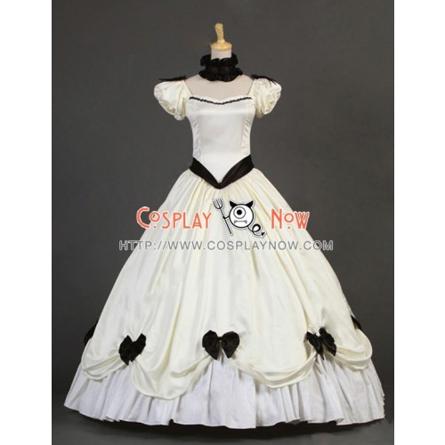 Victorian Southern Belle Princess Ball Gown Formal Reenactor White Lolita Dress Costume