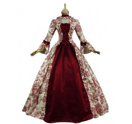 Victorian Lolita Reenactment Stage Antique Gothic Lolita Dress Red Floral