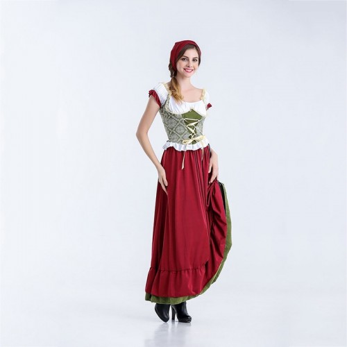 Munich Oktoberfest Festival Costume Performance Halloween Stage Restaurant Work Uniform Long Dress