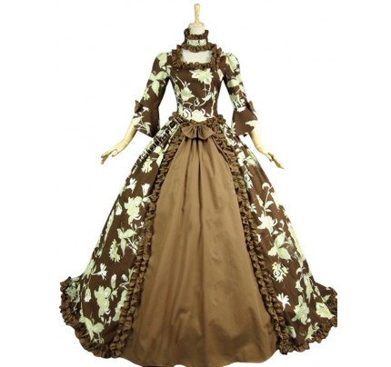 Renaissance Victorian Ball Gown Reenactment Stage Floral Lolita Dress Costume