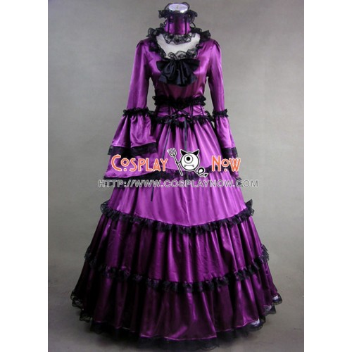 Southern Belle Gothic Satin Purple Dress Ball Gown Prom