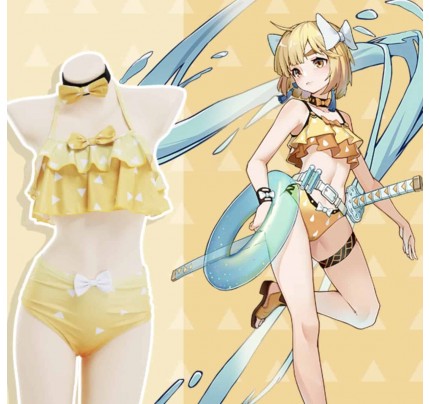 Demon Slayer Zenitsu Agatsuma Swim Cosplay Costume Version 1