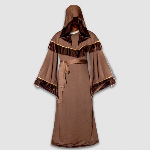 Medieval Cosplay Monk Wizard Costume Robe Cape Halloween