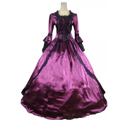 Marie Antoinette Victorian Gothic Ball Gown Purple Wedding Dress Costume