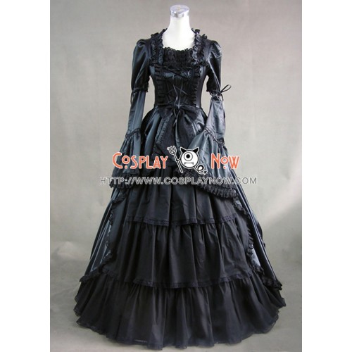 Civil War Gothic Lolita Satin Ball Gown Dress Black