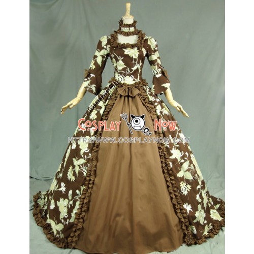 Renaissance Victorian Ball Gown Reenactment Stage Floral Lolita Dress Costume