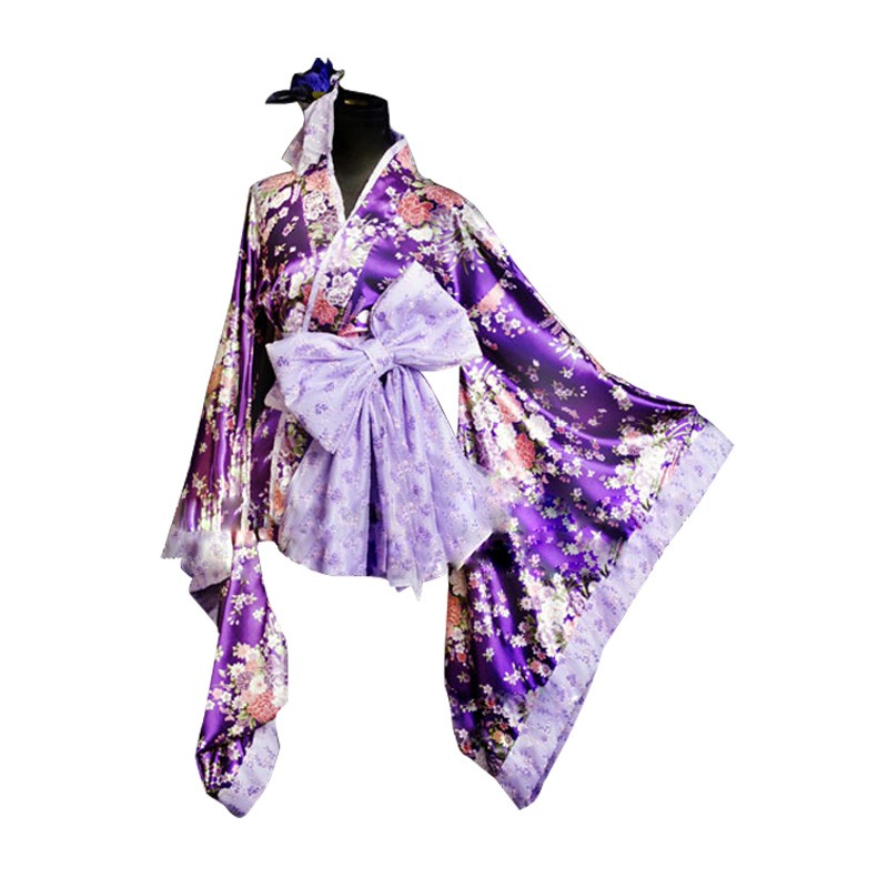 Lolita Cosplay Universal Purple Japan Kimono Dress Costume