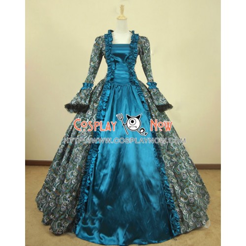 Victorian Lolita Georgian Reenactment Gothic Dress Emerald Floral