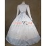 Victorian Civil War Stripes Ball Gown Reenactment Stage Blue Lolita Dress Costume