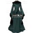 Medieval Renaissance Carnival Strappy Sarah Dark Green-Black Robe Dress